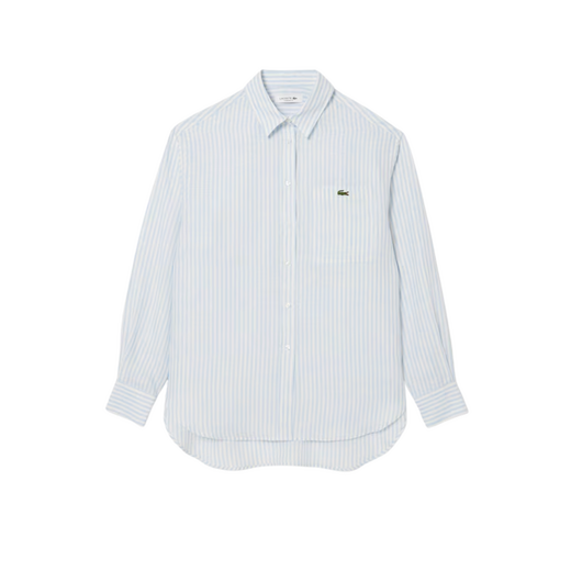 Lacoste Dames Woven Shirt Blauw - afb. 1