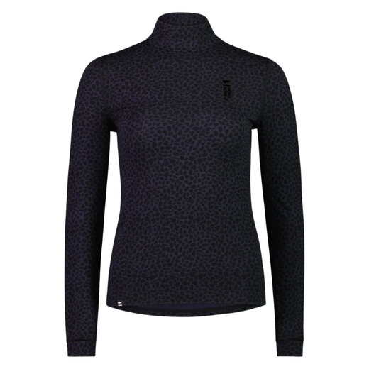 Mons Royale thermo long sleeve dames shirt met hoge col, Cascade leopard - afb. 1