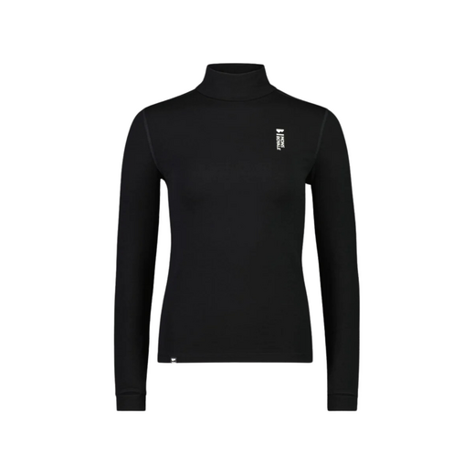Mons Royale thermo long sleeve dames shirt met col, Cascade Zwart - afb. 1