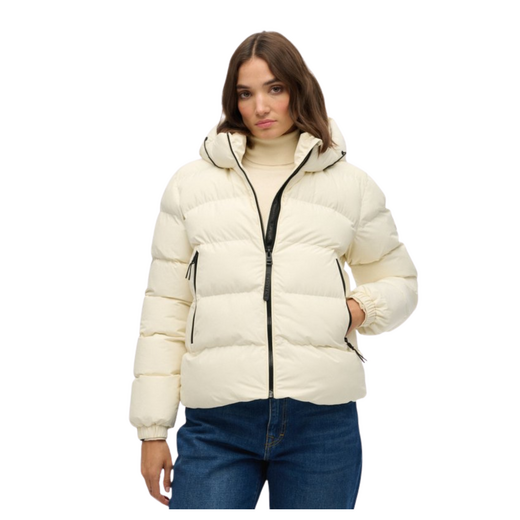 Superdry Dames Hooded Puffer Jas Off White - afb. 3