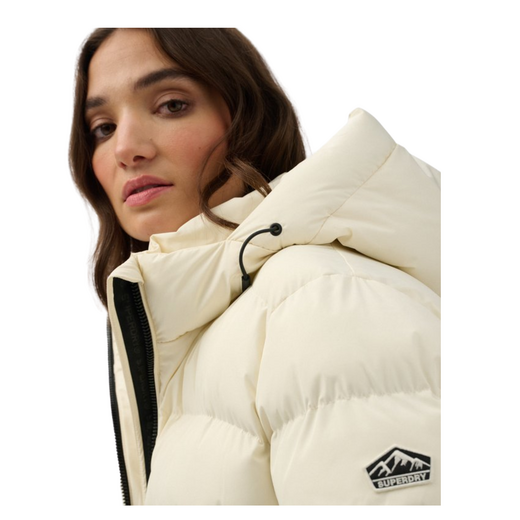 Superdry Dames Hooded Puffer Jas Off White - afb. 4
