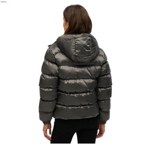Superdry Dames Jas Hooded  Luxe Puffer Black Sheen - afb. 3