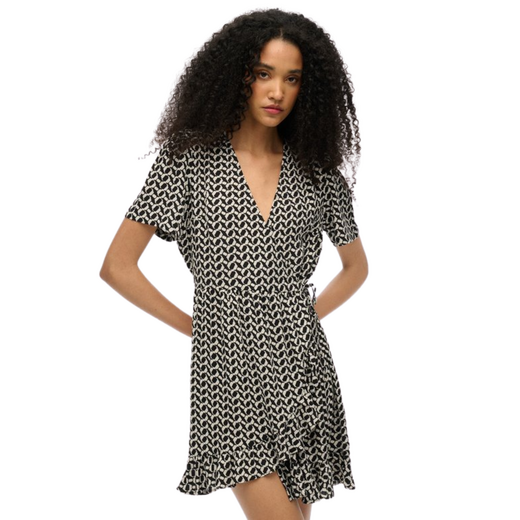 Superdry Dames Jurk Printed Wrapp Zwart - afb. 1