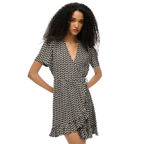 Superdry Dames Jurk Printed Wrapp Zwart