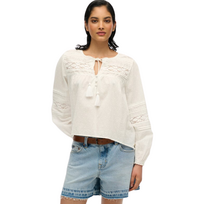 Superdry Dames Shirt Ibiza Longline Wit