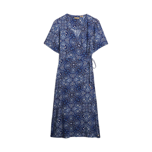 Superdry Printed Wrap Midi dress Blauw - afb. 1