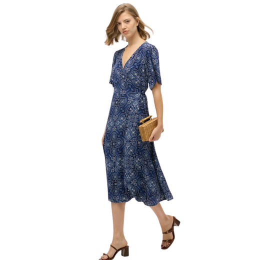 Superdry Printed Wrap Midi dress Blauw - afb. 3